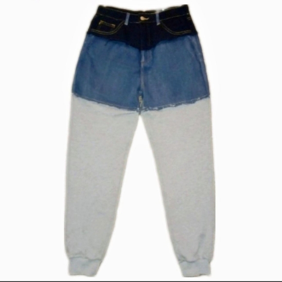 Fashion Nova Denim Colorblock Joggers - Picture 3 of 6